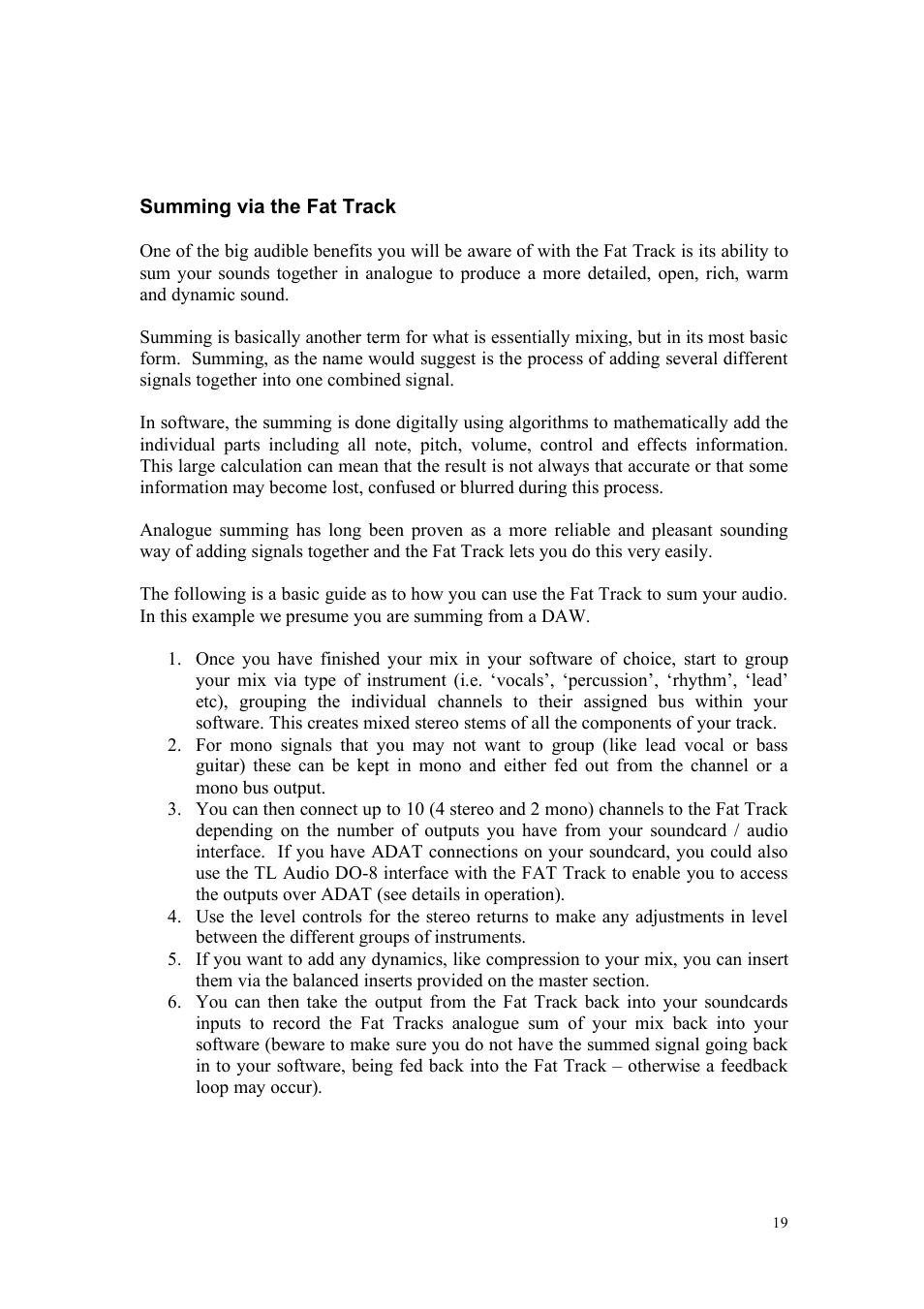 TL Audio Fat Track User Manual | Page 20 / 26