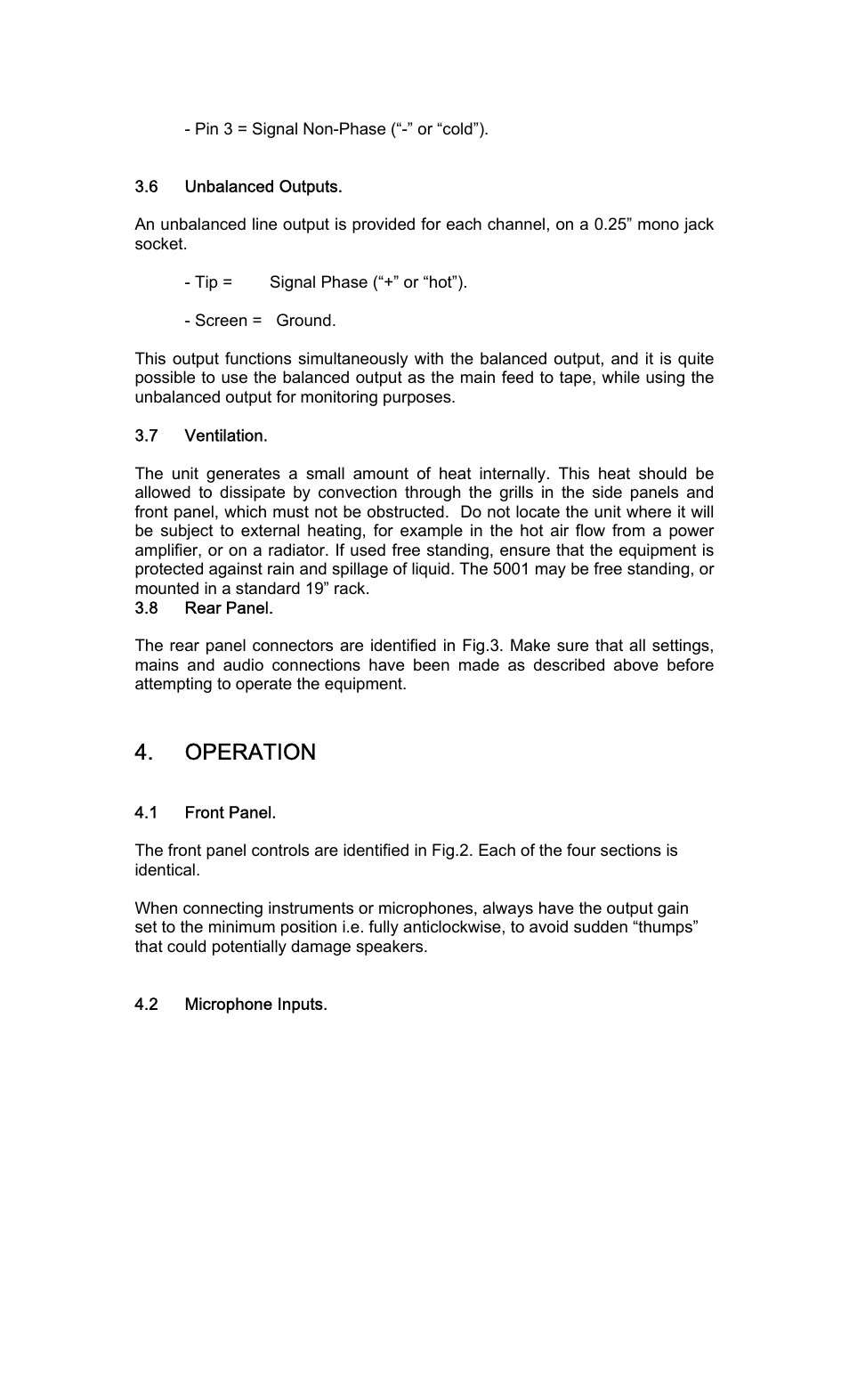 Operation | TL Audio 5001 User Manual | Page 8 / 16