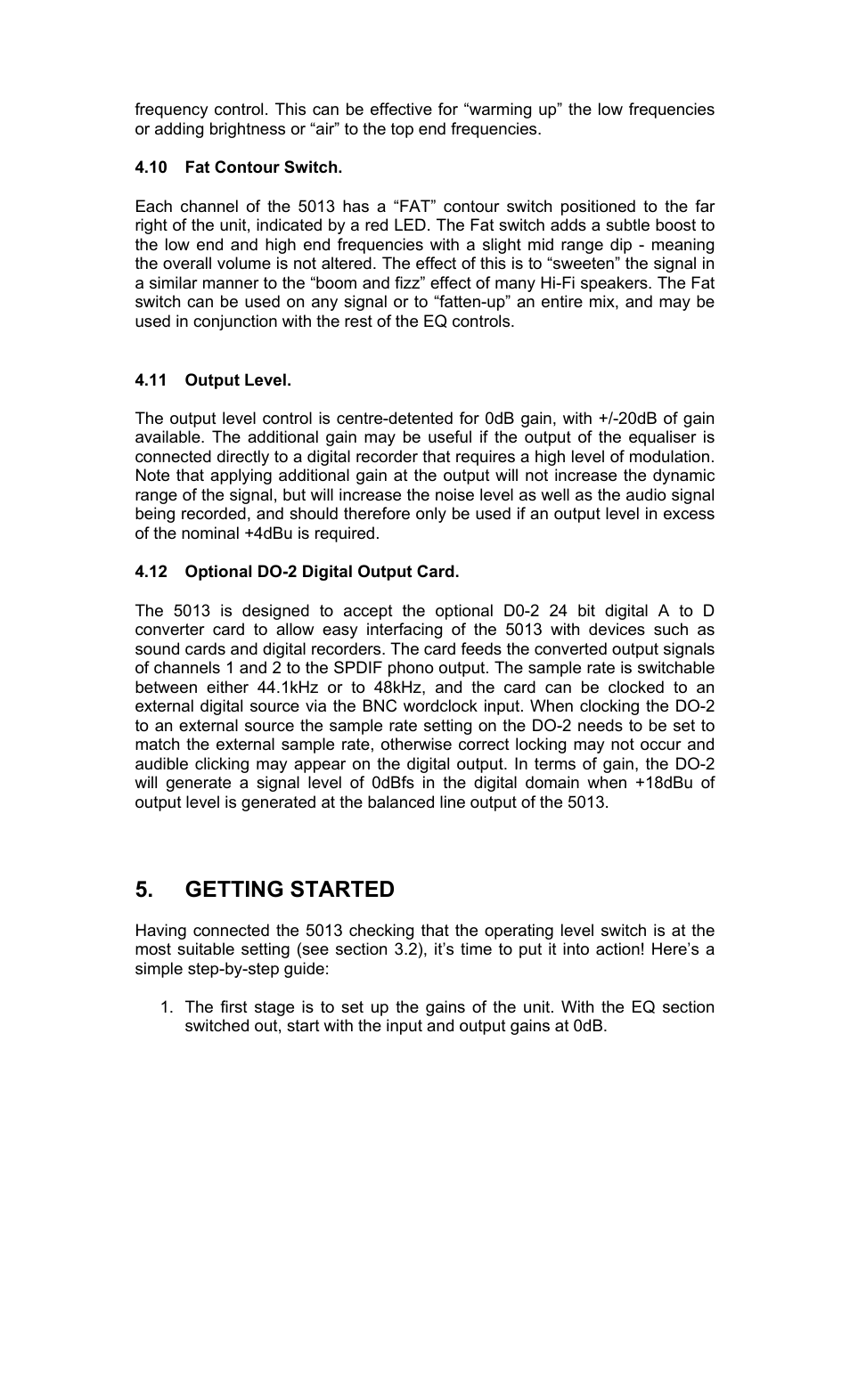 Getting started | TL Audio 5013 User Manual | Page 13 / 18