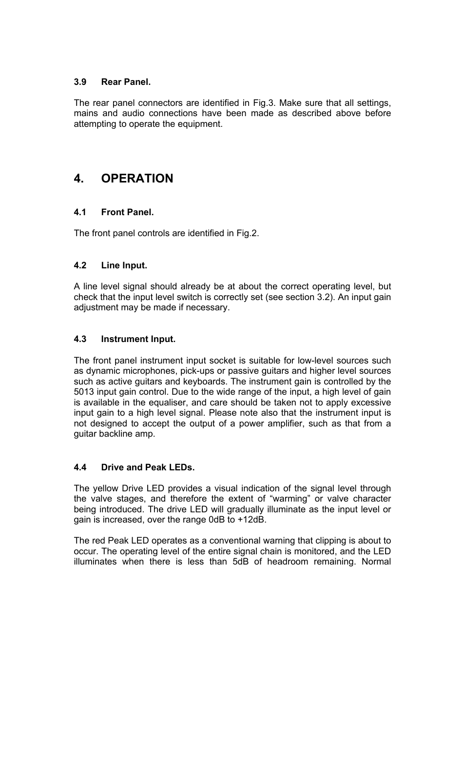 Operation | TL Audio 5013 User Manual | Page 9 / 18