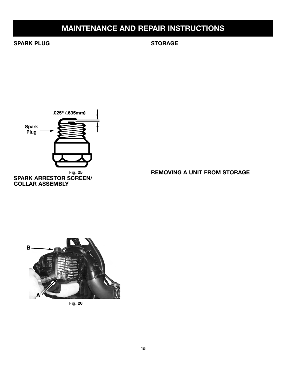 Maintenance and repair instructions | Craftsman 316.79499 User Manual | Page 15 / 22