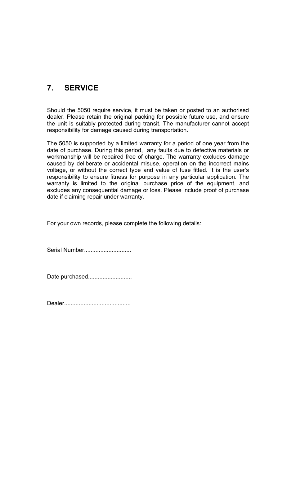 Service | TL Audio 5050 User Manual | Page 22 / 22