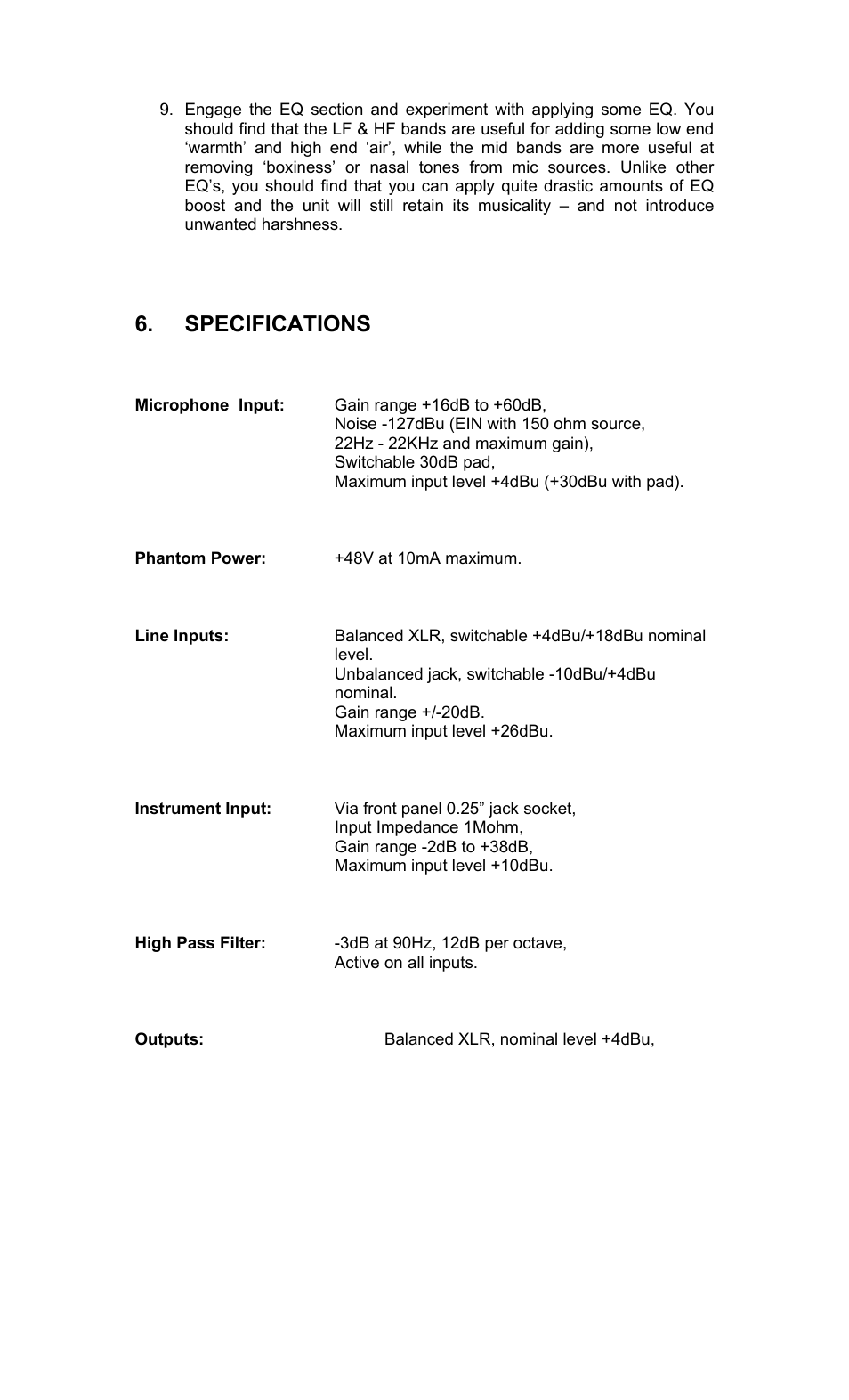 Specifications | TL Audio 5051 User Manual | Page 23 / 27