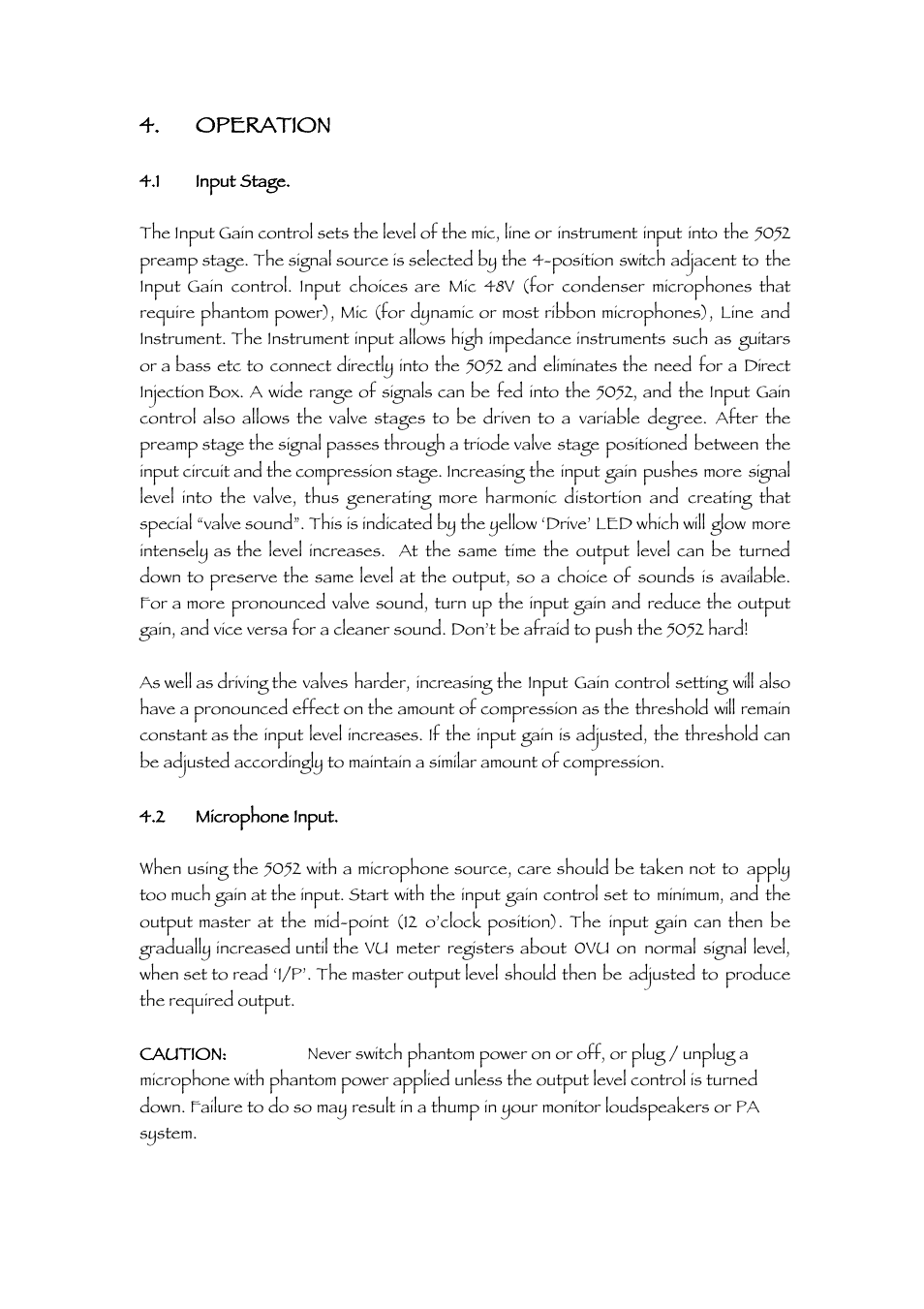 Operation | TL Audio 5052 User Manual | Page 12 / 37