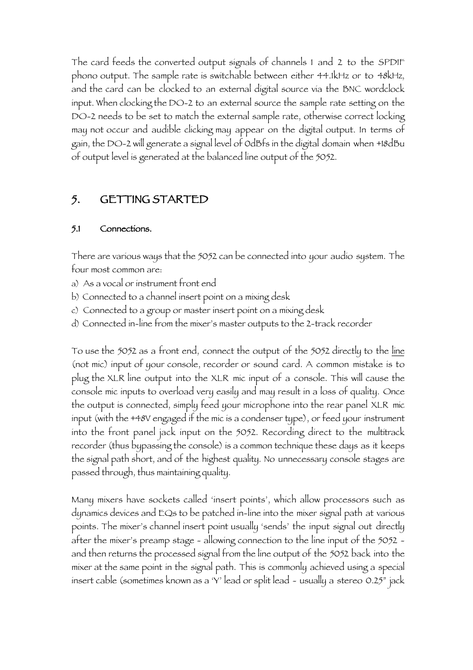 Getting started | TL Audio 5052 User Manual | Page 25 / 37