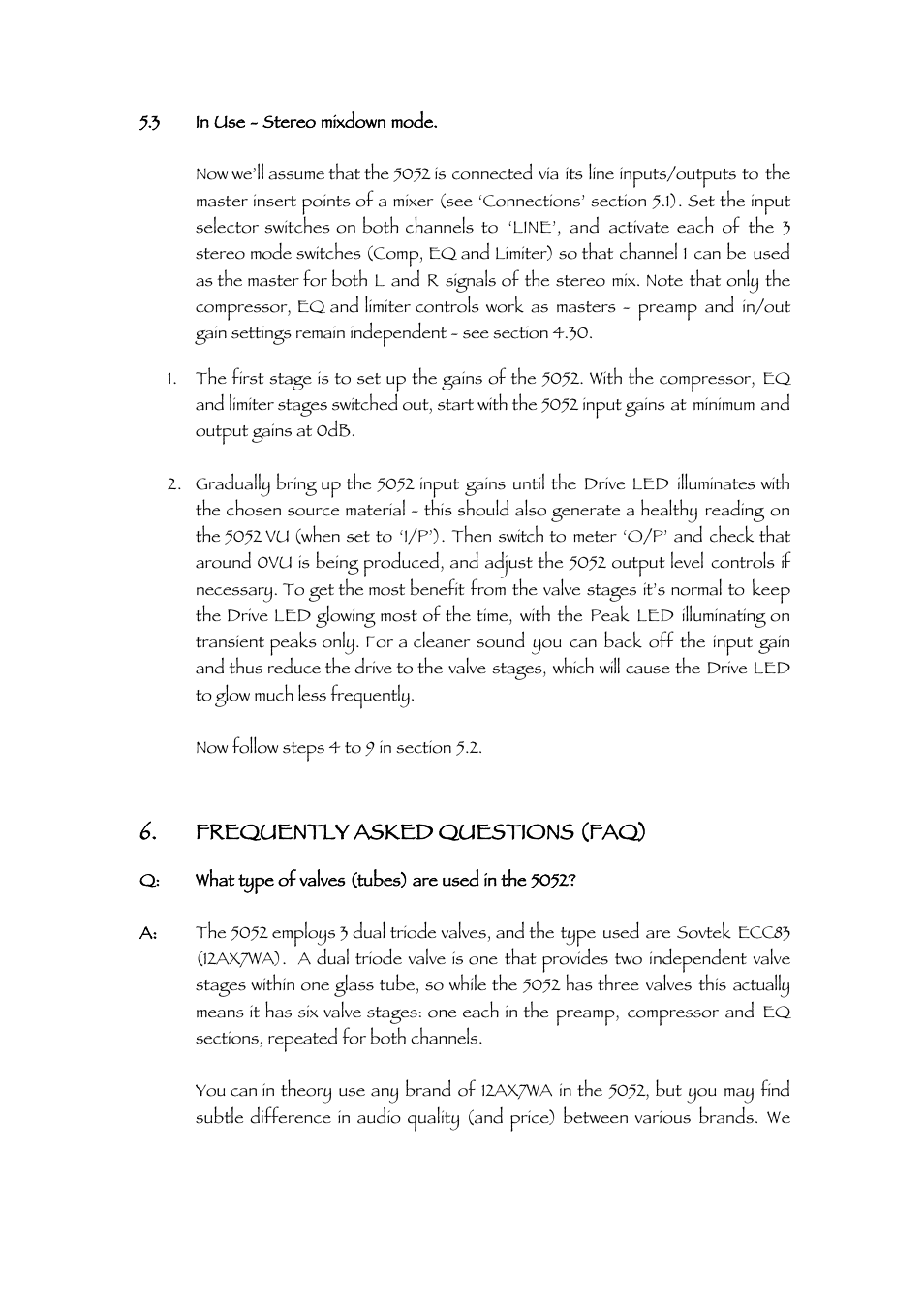 Frequently asked questions (faq) | TL Audio 5052 User Manual | Page 29 / 37