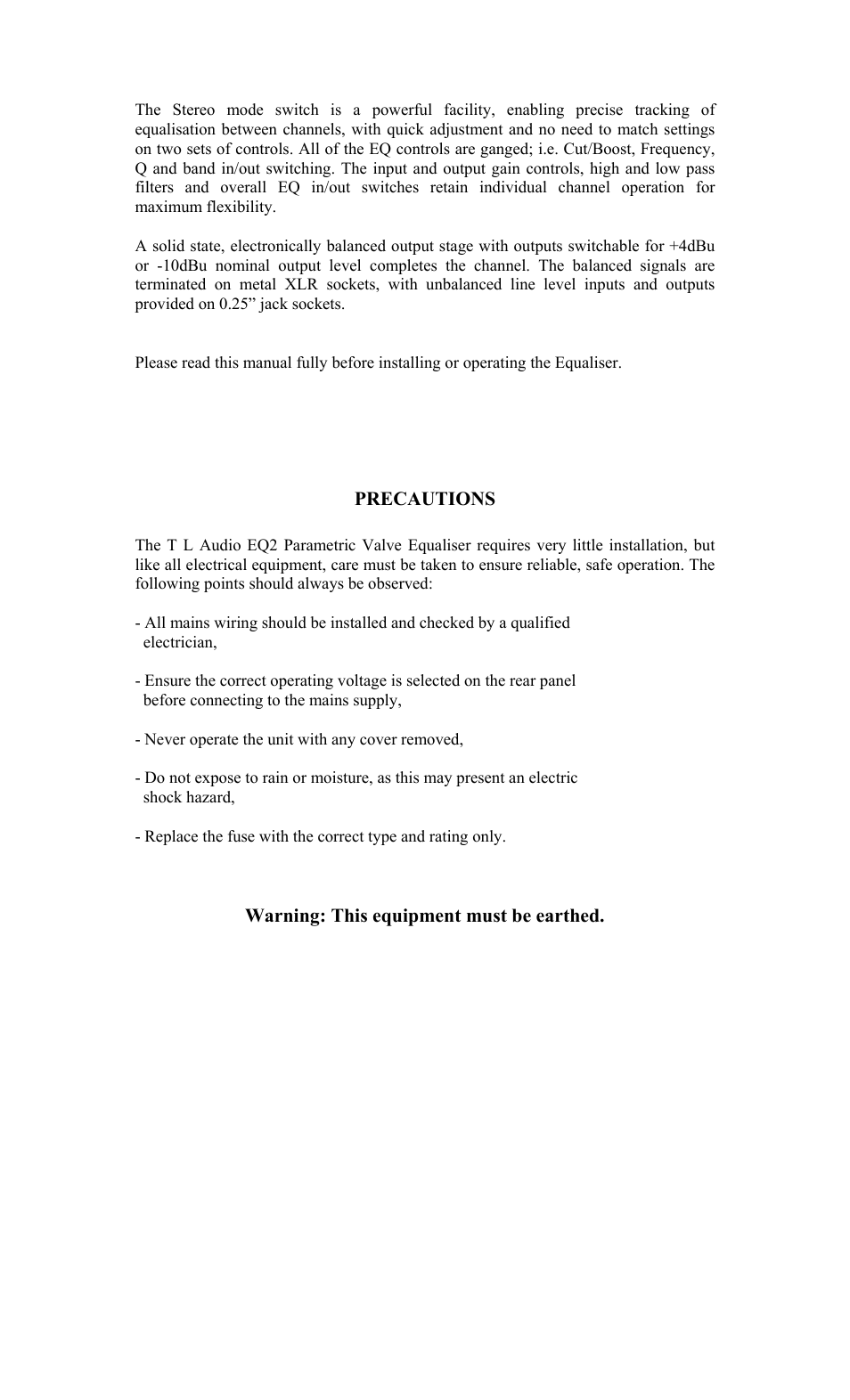 TL Audio EQ-2 User Manual | Page 4 / 19