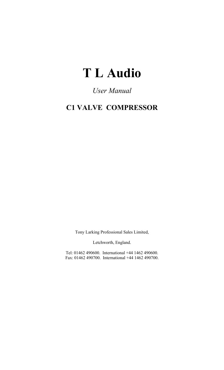 TL Audio C-1 User Manual | 16 pages