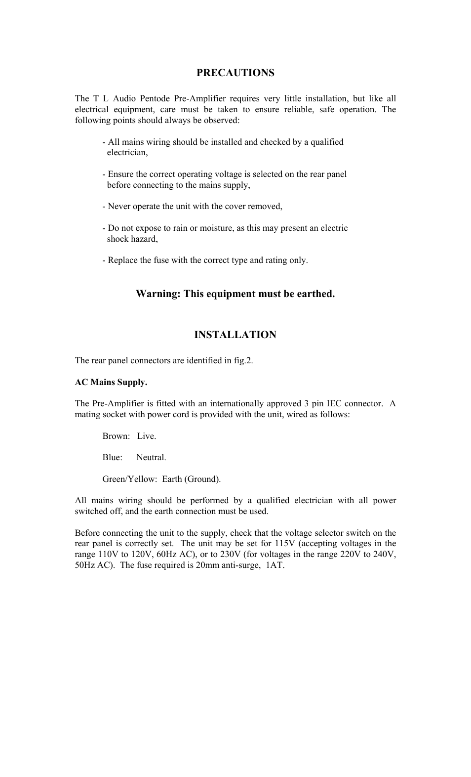 TL Audio PA-1 User Manual | Page 4 / 12