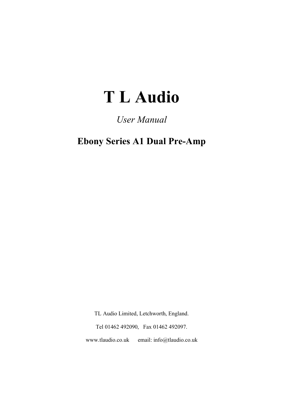 TL Audio A1 User Manual | 15 pages