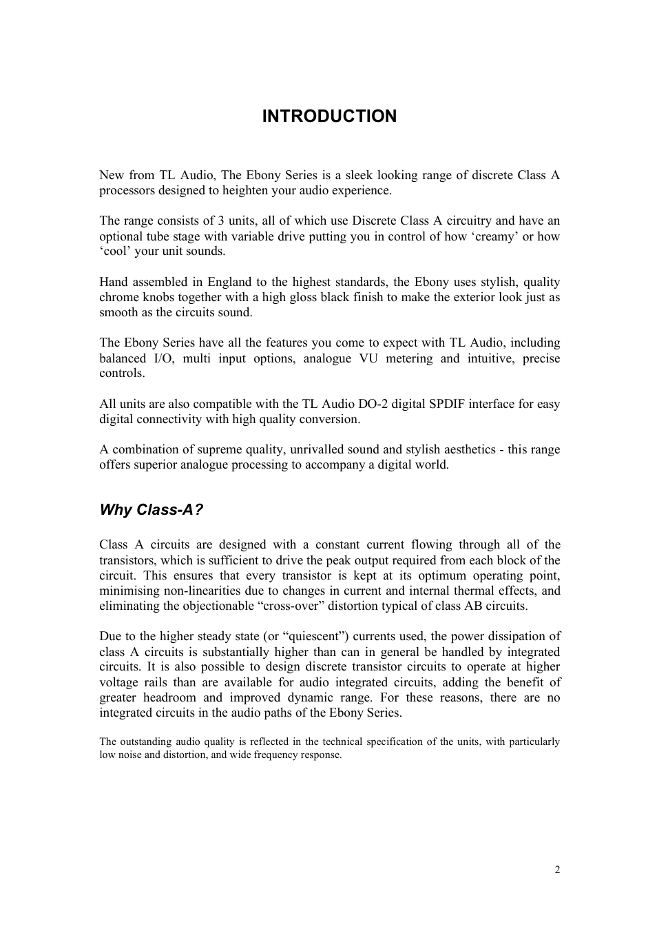 Introduction | TL Audio A1 User Manual | Page 3 / 15
