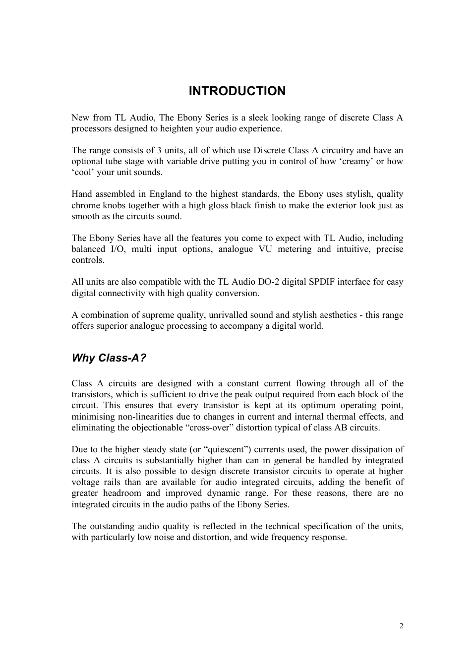 Introduction | TL Audio A2 User Manual | Page 3 / 21