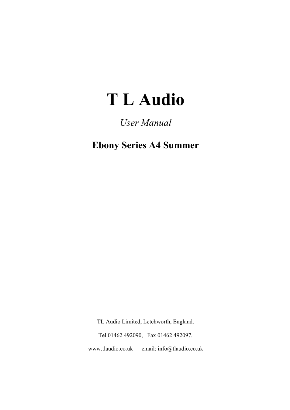 TL Audio A4 User Manual | 15 pages