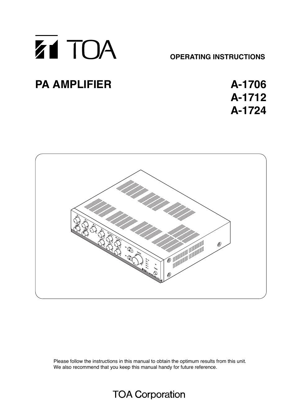 Toa A-1724 User Manual | 12 pages