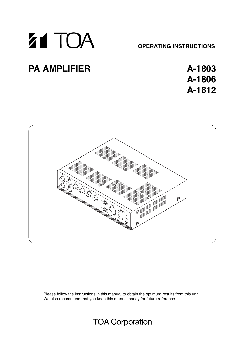 Toa A-1812 User Manual | 16 pages