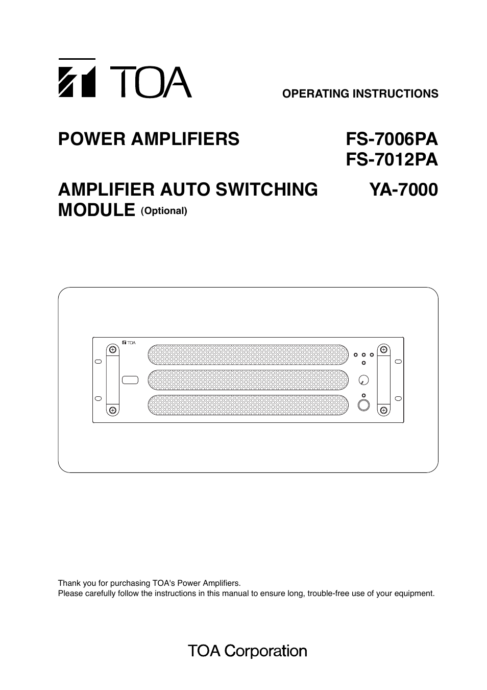 Toa YA-7000 User Manual | 24 pages