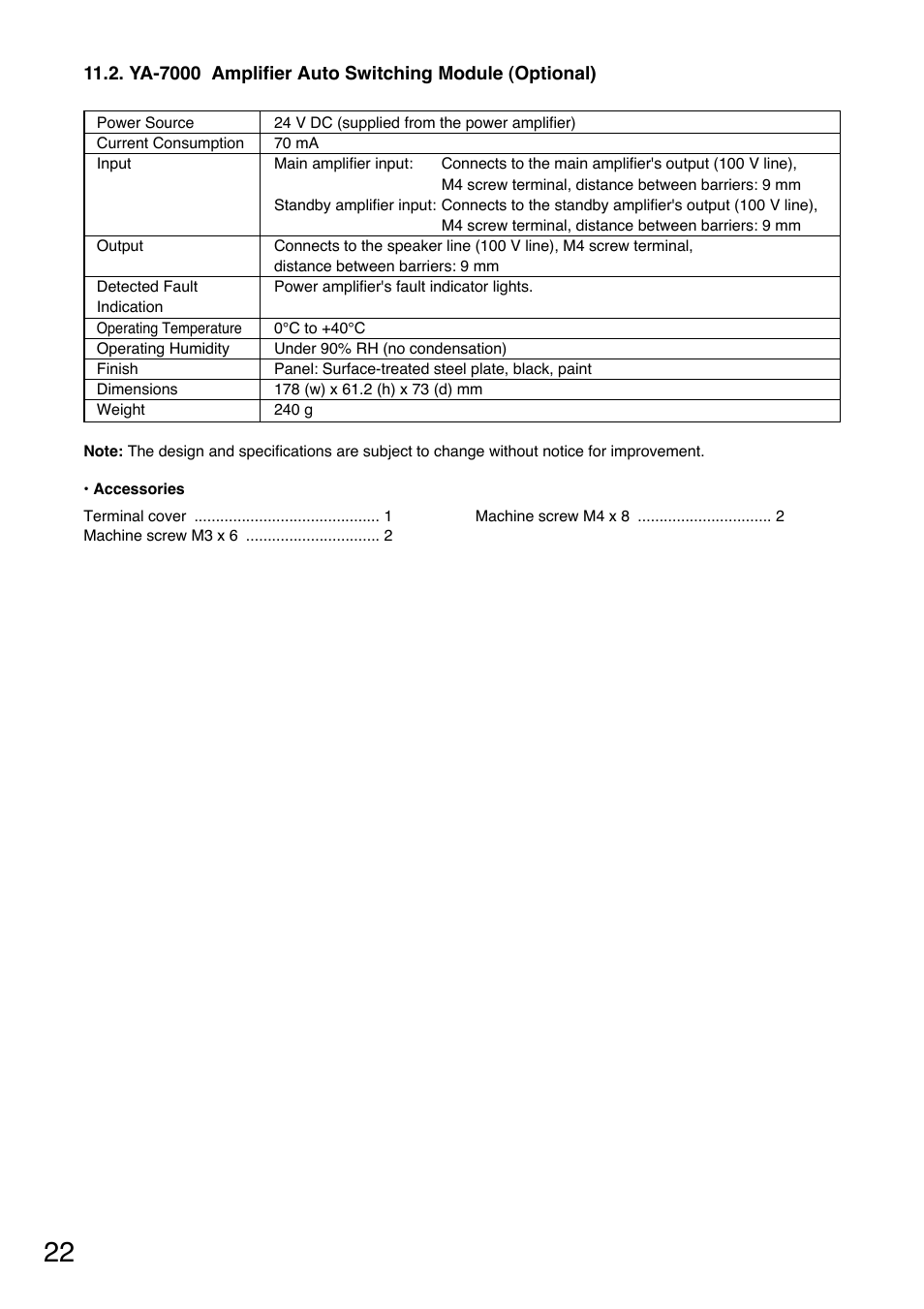 Toa YA-7000 User Manual | Page 22 / 24