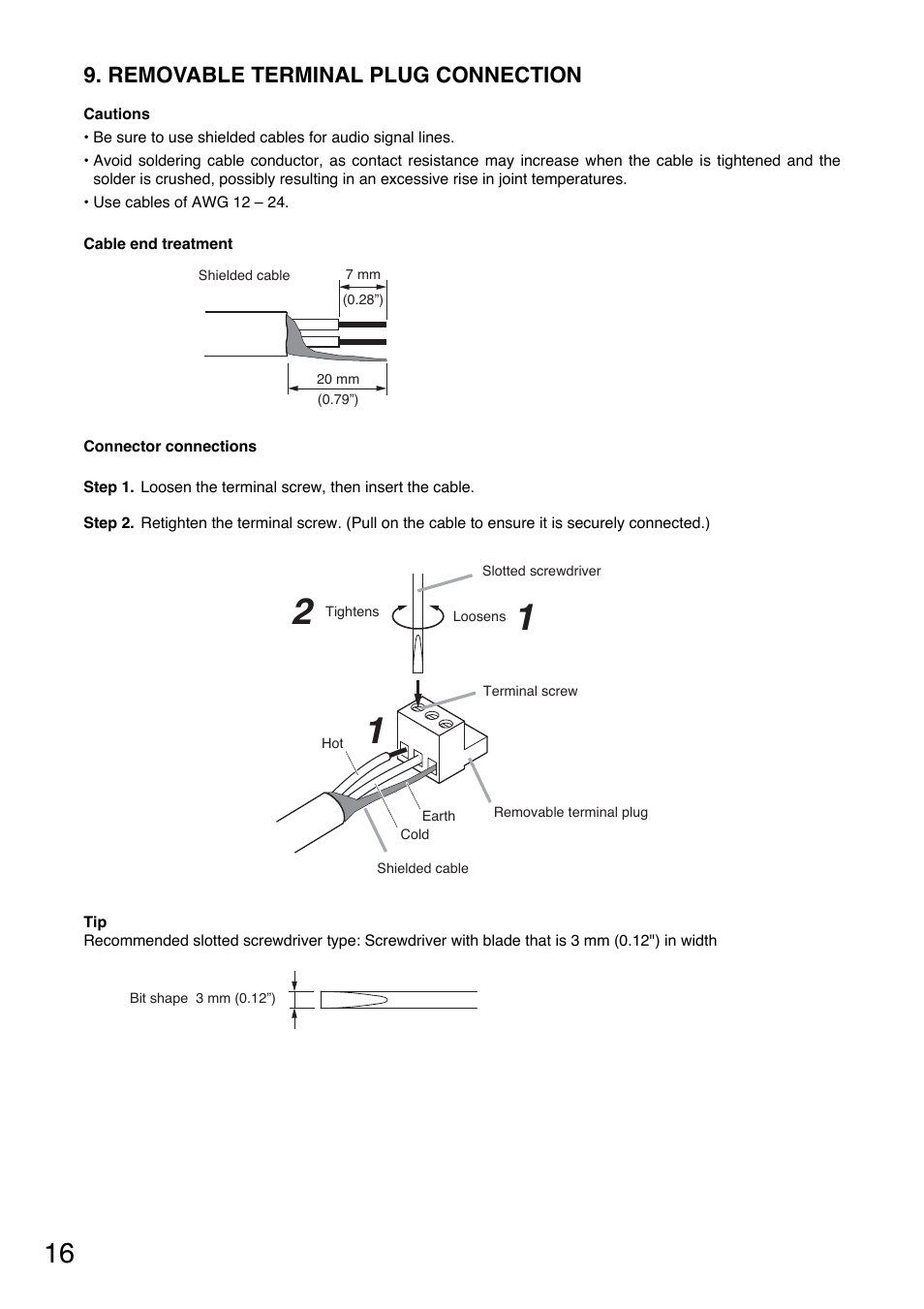 Removable terminal plug connection | Toa DA-500F-HL CU User Manual | Page 16 / 24