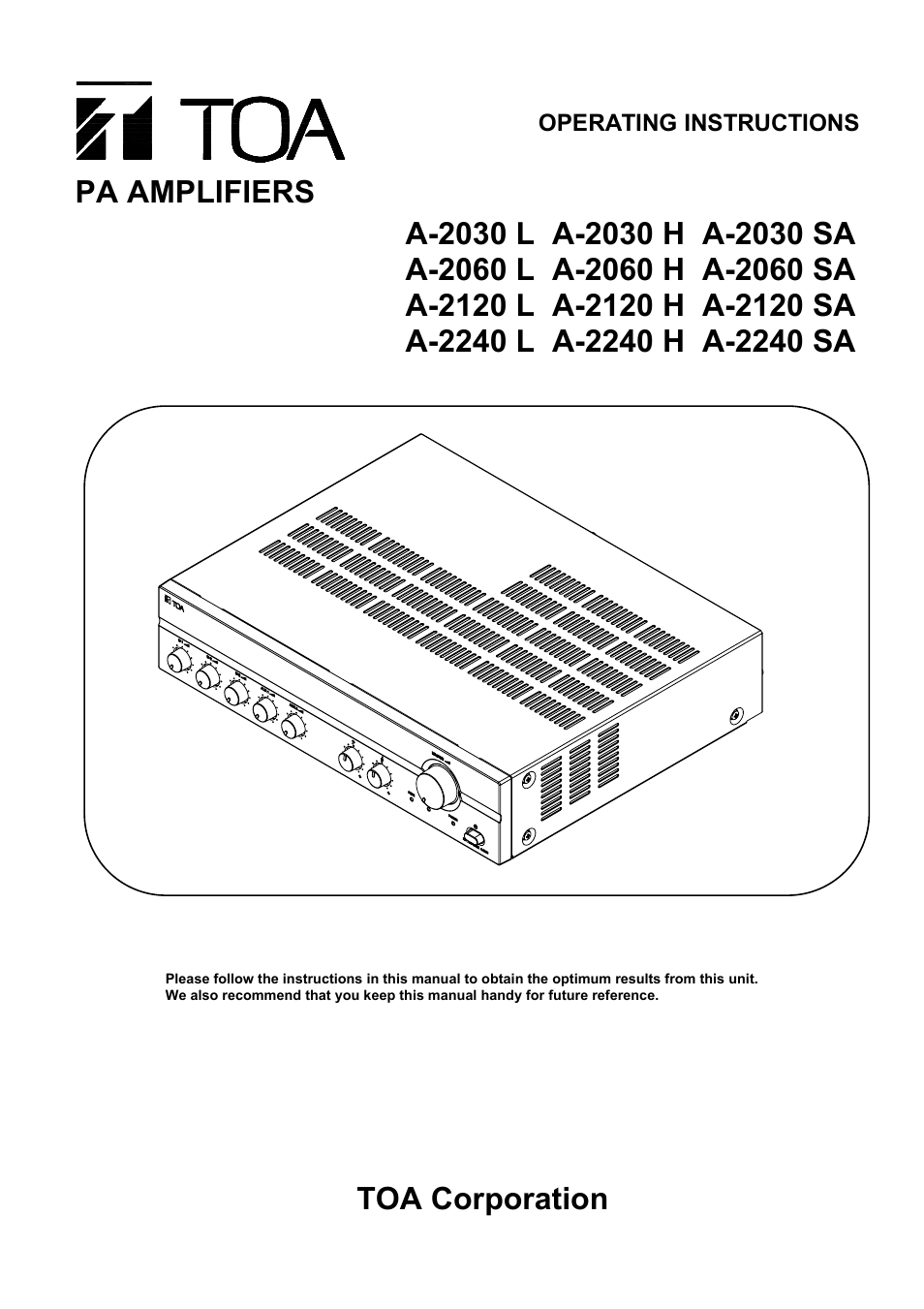 Toa A-2240 SA User Manual | 12 pages