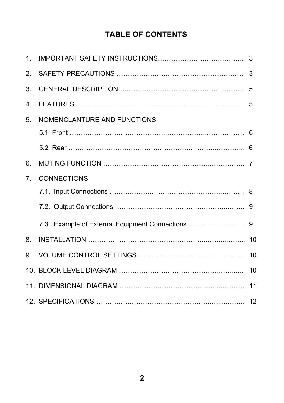 Toa A-2240 SA User Manual | Page 2 / 12