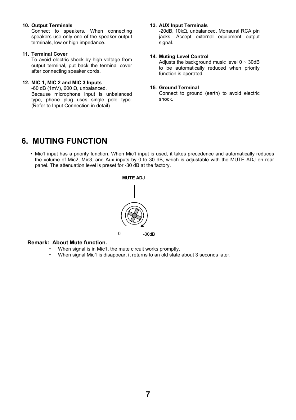 Muting function | Toa A-2240 SA User Manual | Page 7 / 12