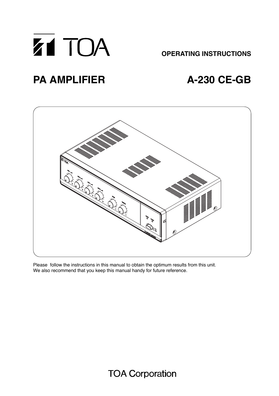 Toa A-230 CE-GB User Manual | 12 pages