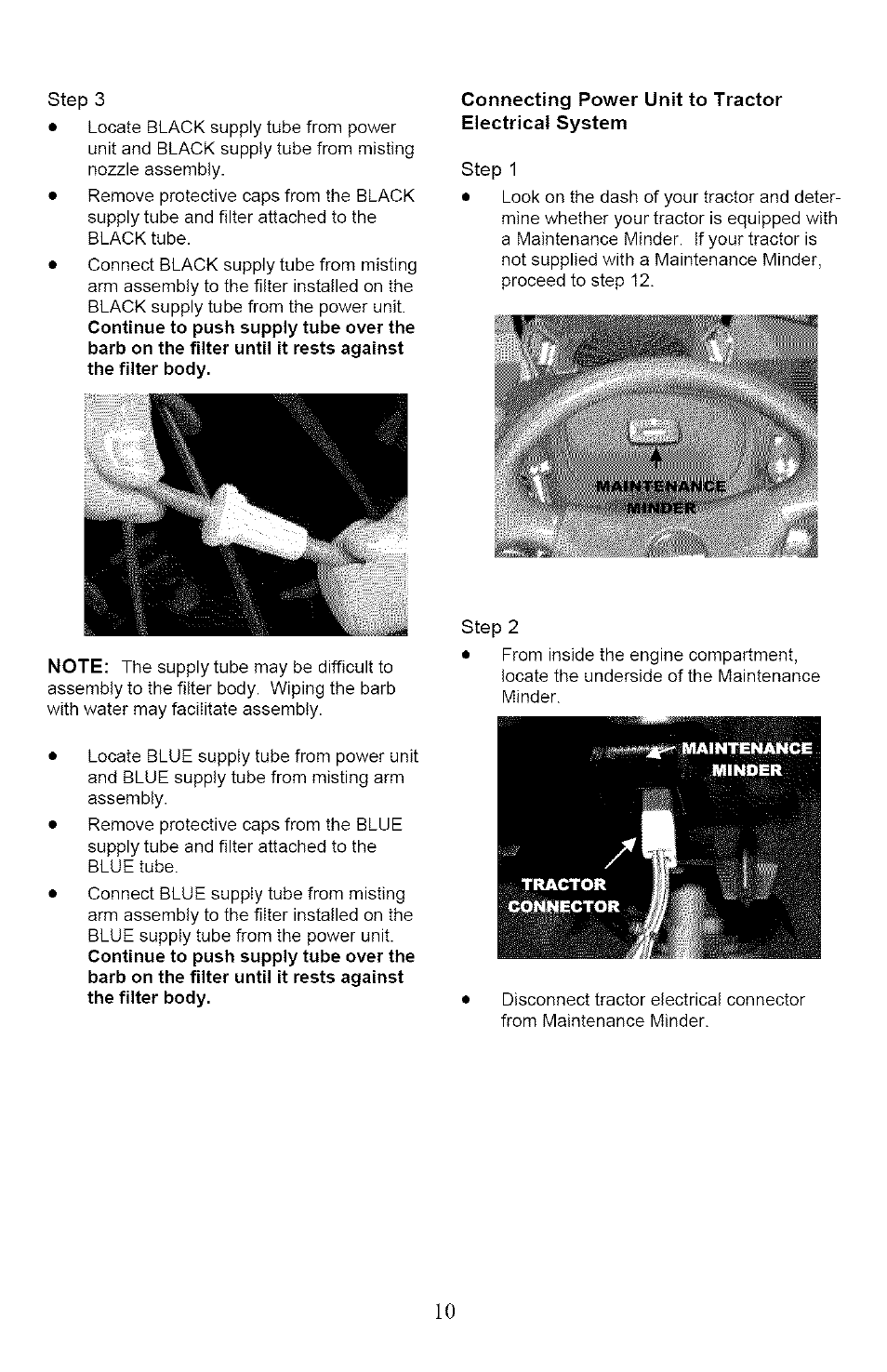 Tractor connector, Maintcnancl mindek | Craftsman 132.24607 User Manual | Page 10 / 20