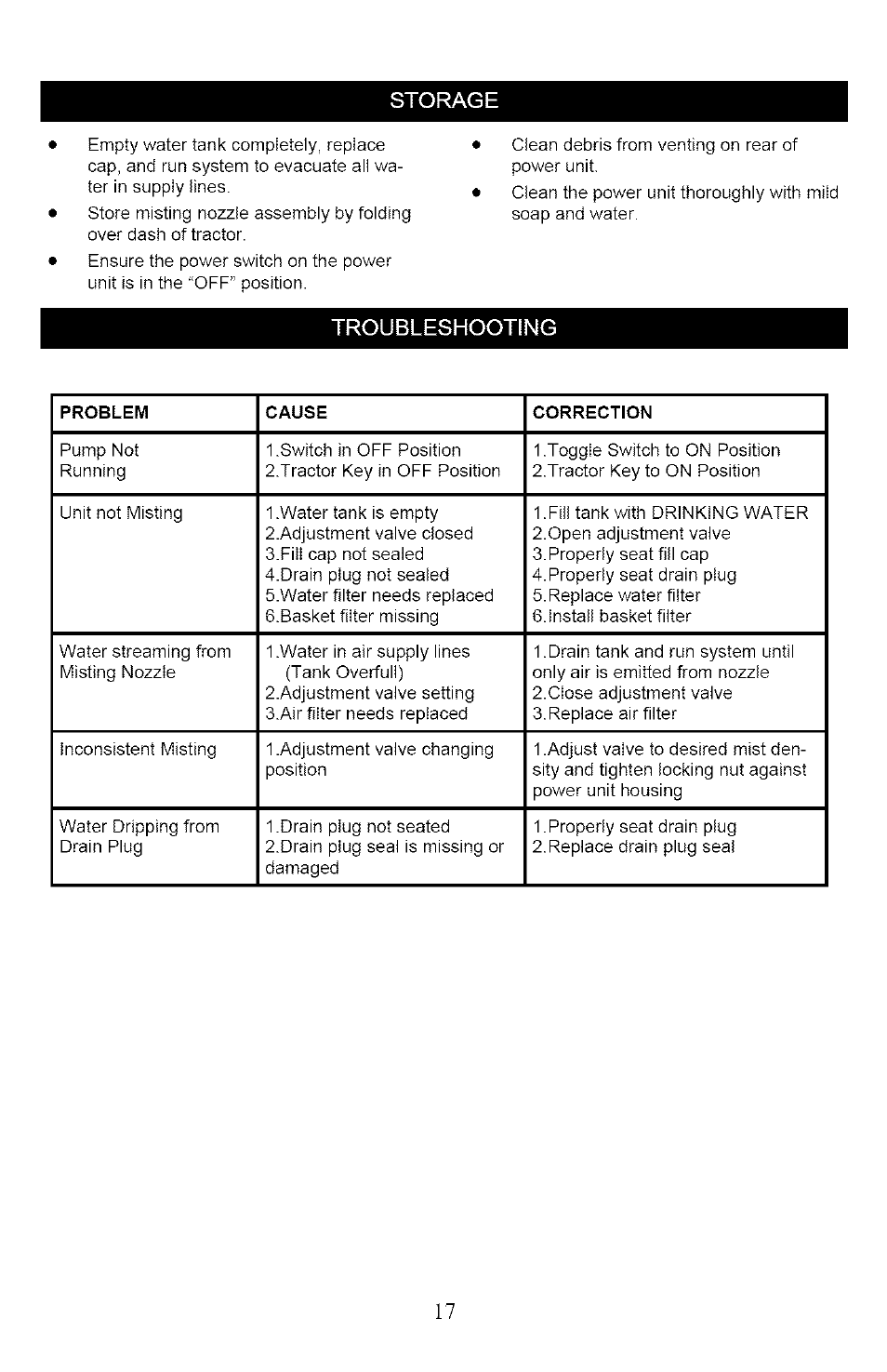 Storage | Craftsman 132.24607 User Manual | Page 17 / 20