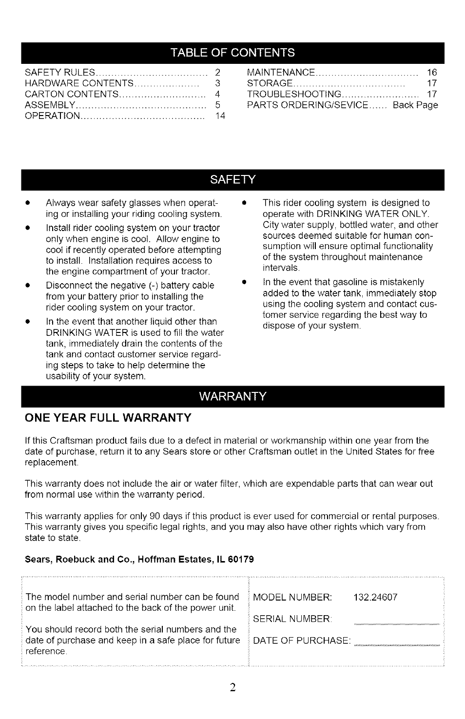 Craftsman 132.24607 User Manual | Page 2 / 20