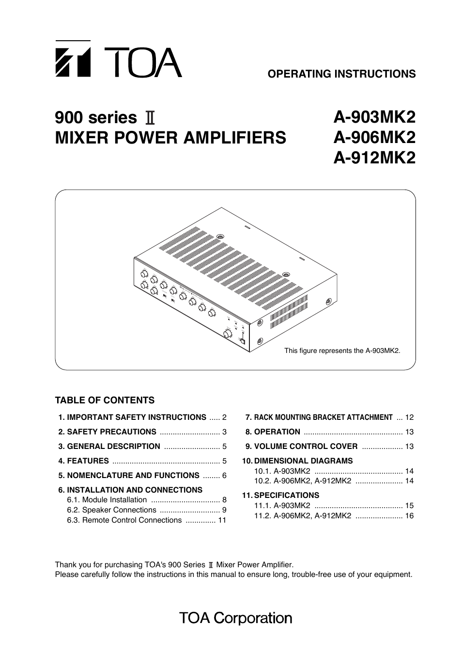 Toa A-912MK2 User Manual | 16 pages