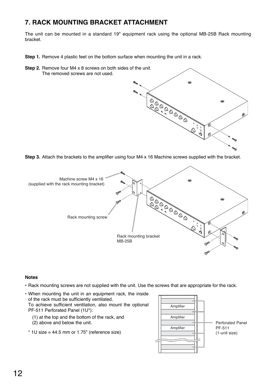 Rack mounting bracket attachment | Toa A-912MK2 User Manual | Page 12 / 16