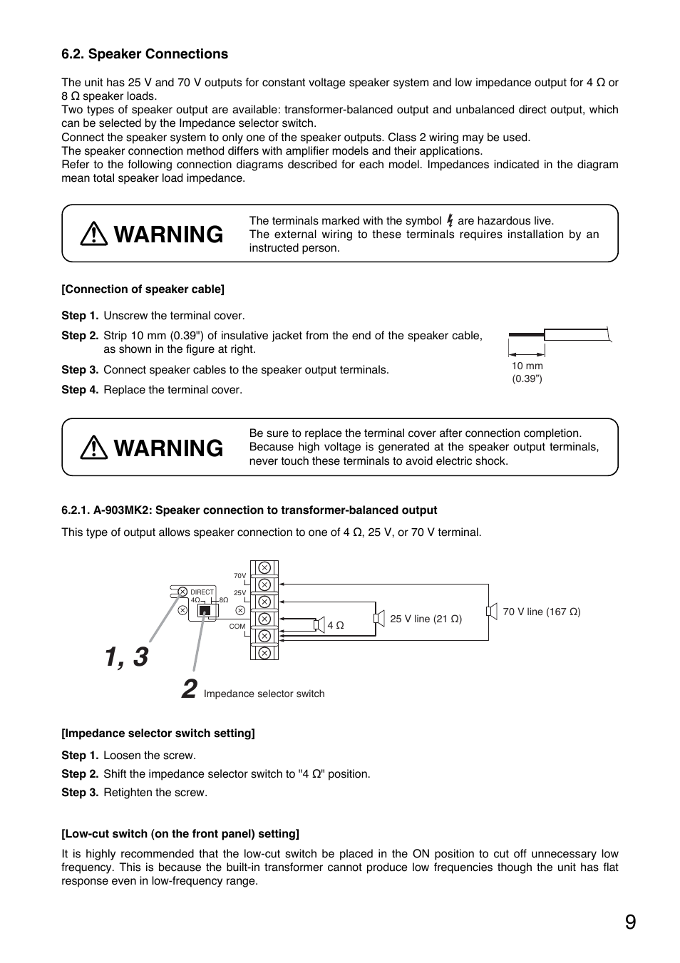 Warning | Toa A-912MK2 User Manual | Page 9 / 16