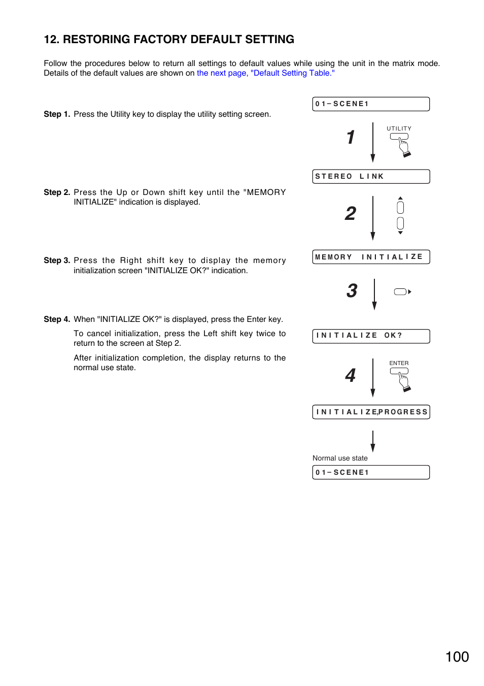 Restoring factory default setting | Toa A-9240SHM2 User Manual | Page 100 / 163