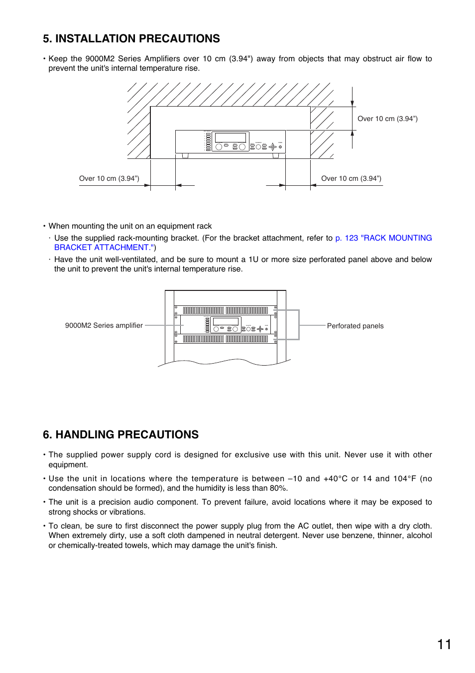 Installation precautions, Handling precautions | Toa A-9240SHM2 User Manual | Page 11 / 163