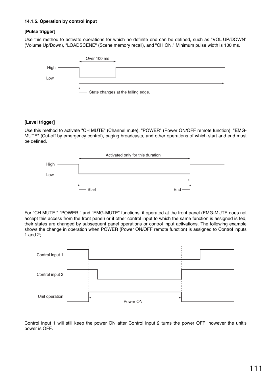 Operation by control input | Toa A-9240SHM2 User Manual | Page 111 / 163