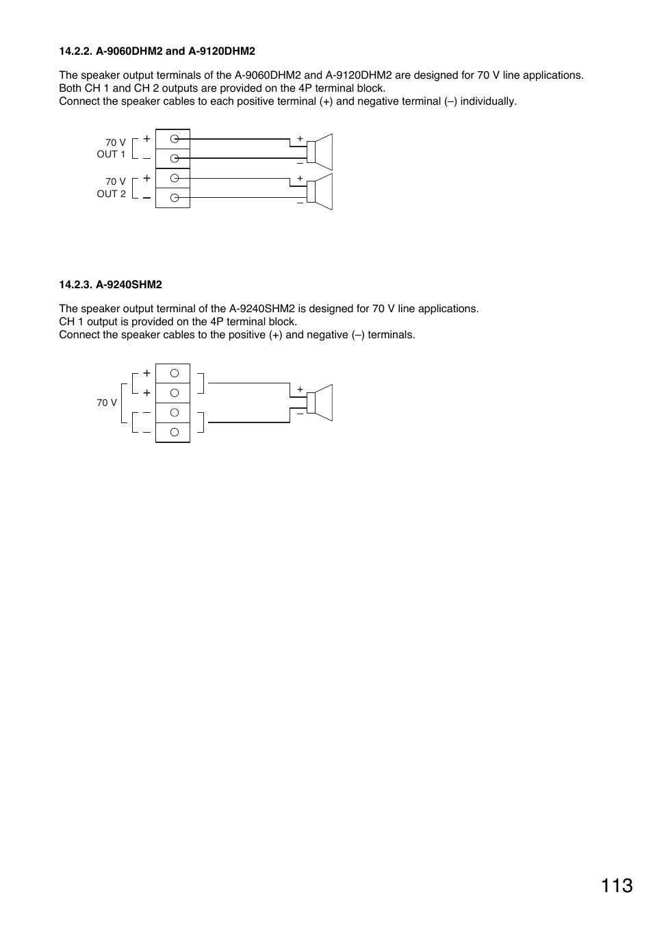 A-9060dhm2 and a-9120dhm2, A-9240shm2 | Toa A-9240SHM2 User Manual | Page 113 / 163