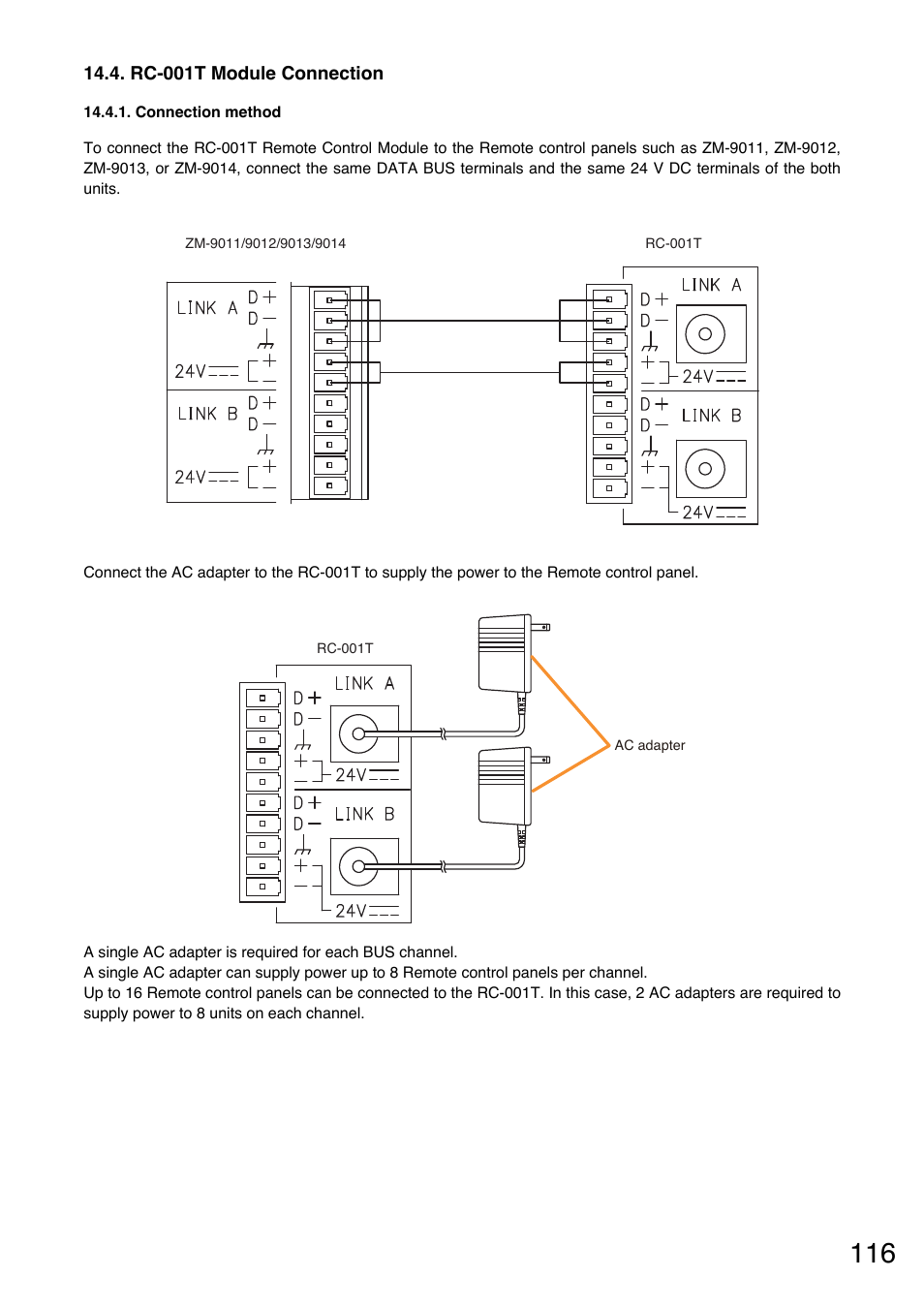 Rc-001t module connection, Connection method | Toa A-9240SHM2 User Manual | Page 116 / 163