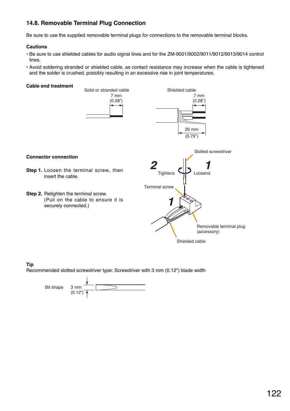 Removable terminal plug connection | Toa A-9240SHM2 User Manual | Page 122 / 163