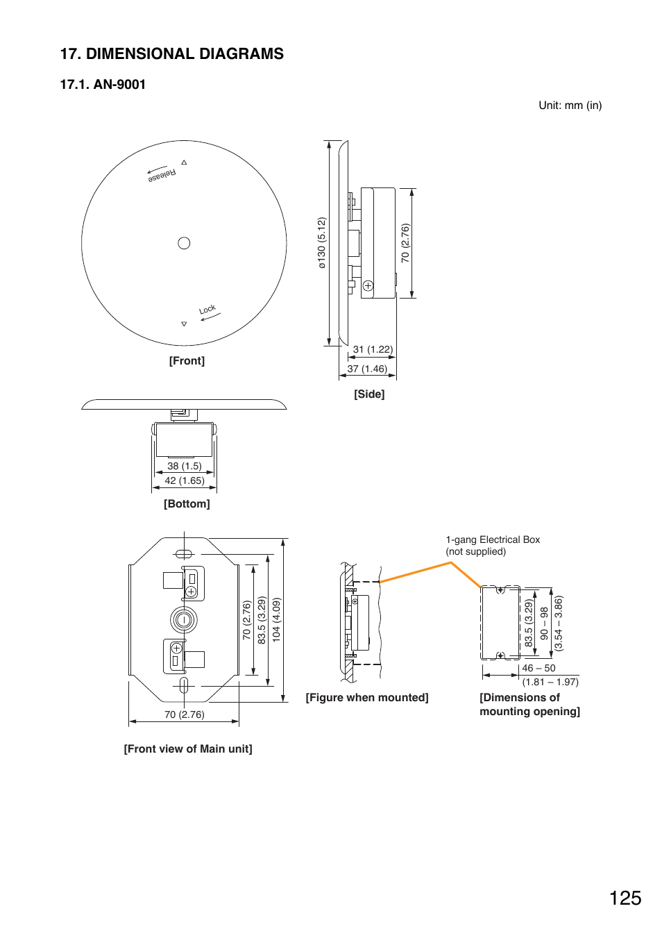 Dimensional diagrams, An-9001 | Toa A-9240SHM2 User Manual | Page 125 / 163