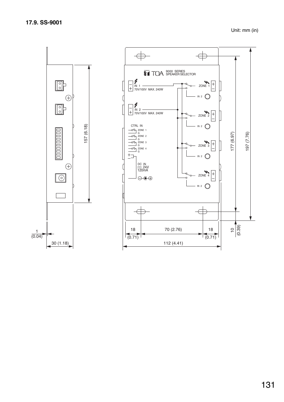 Ss-9001, Unit: mm (in) | Toa A-9240SHM2 User Manual | Page 131 / 163