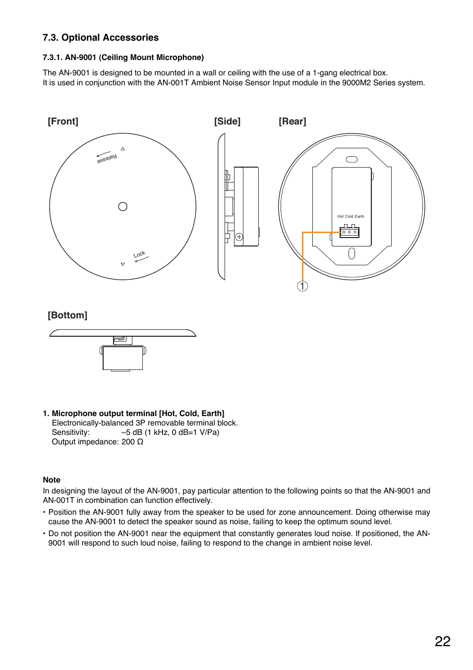 Optional accessories, An-9001 (ceiling mount microphone) | Toa A-9240SHM2 User Manual | Page 22 / 163