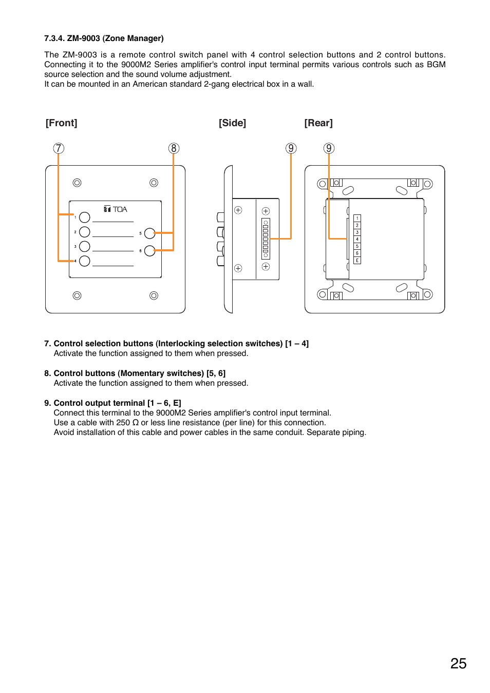 Zm-9003 (zone manager) | Toa A-9240SHM2 User Manual | Page 25 / 163