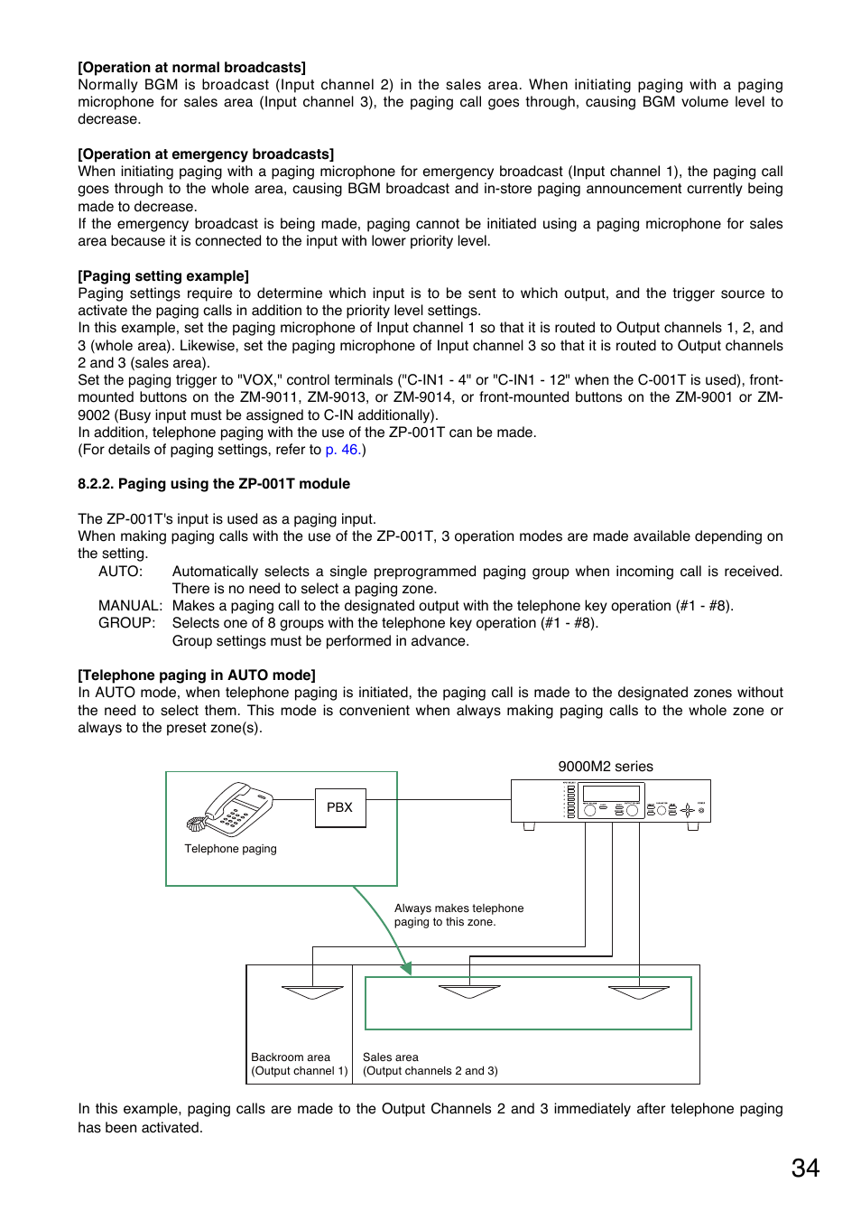 Paging using the zp-001t module | Toa A-9240SHM2 User Manual | Page 34 / 163