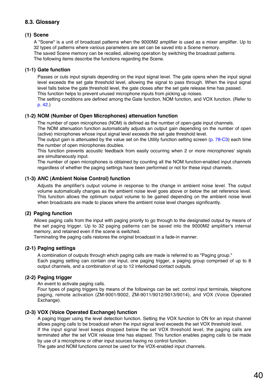 Glossary | Toa A-9240SHM2 User Manual | Page 40 / 163