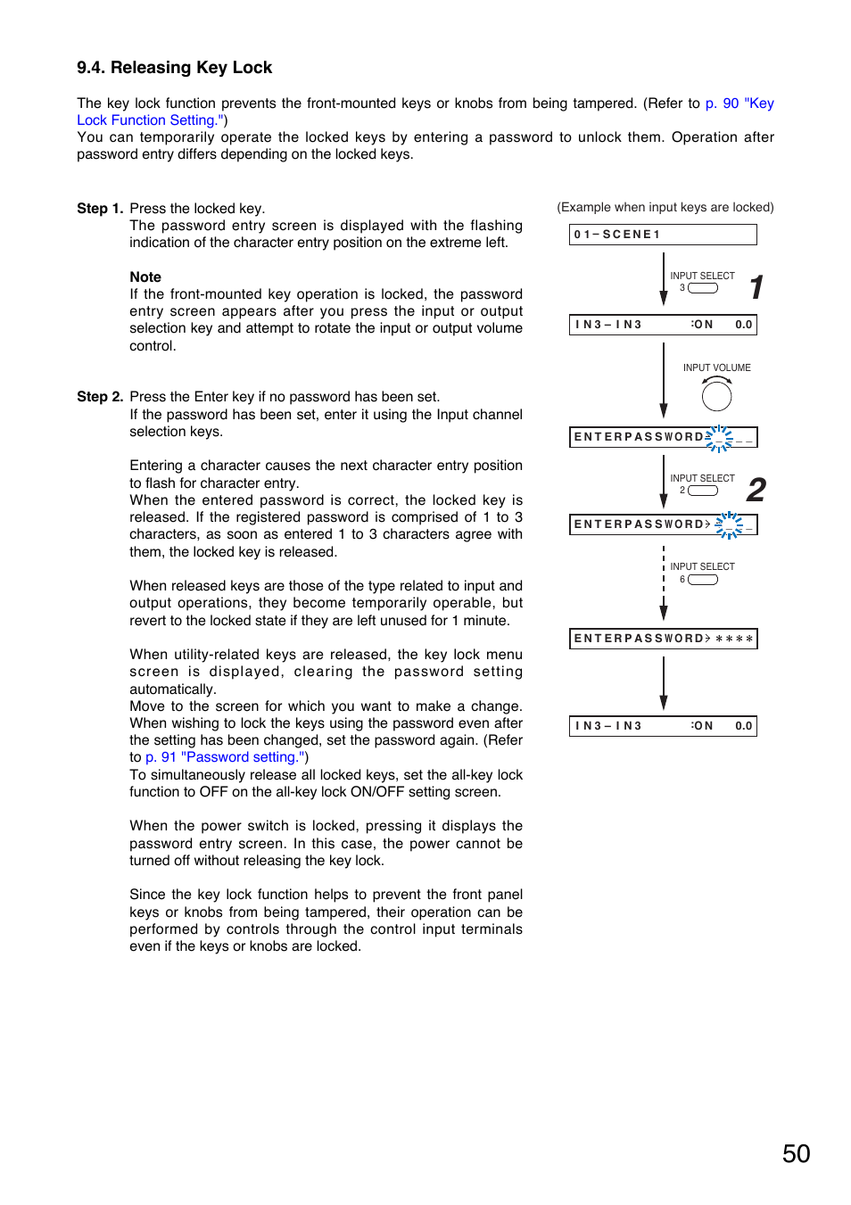 Releasing key lock | Toa A-9240SHM2 User Manual | Page 50 / 163