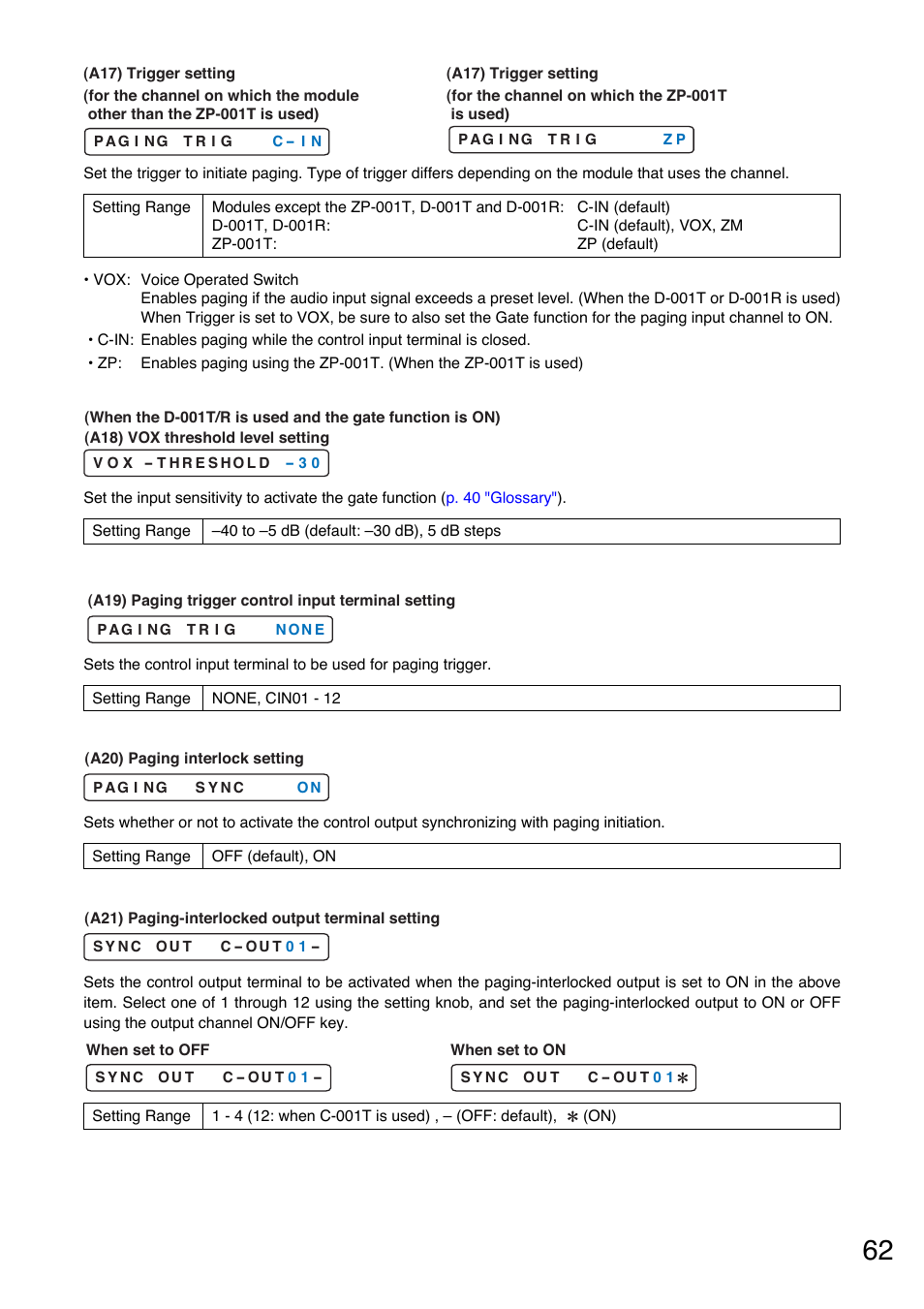 P.62-a20), P.62-a17), P.62-a19) | P.62-a18), P.62-a21) | Toa A-9240SHM2 User Manual | Page 62 / 163