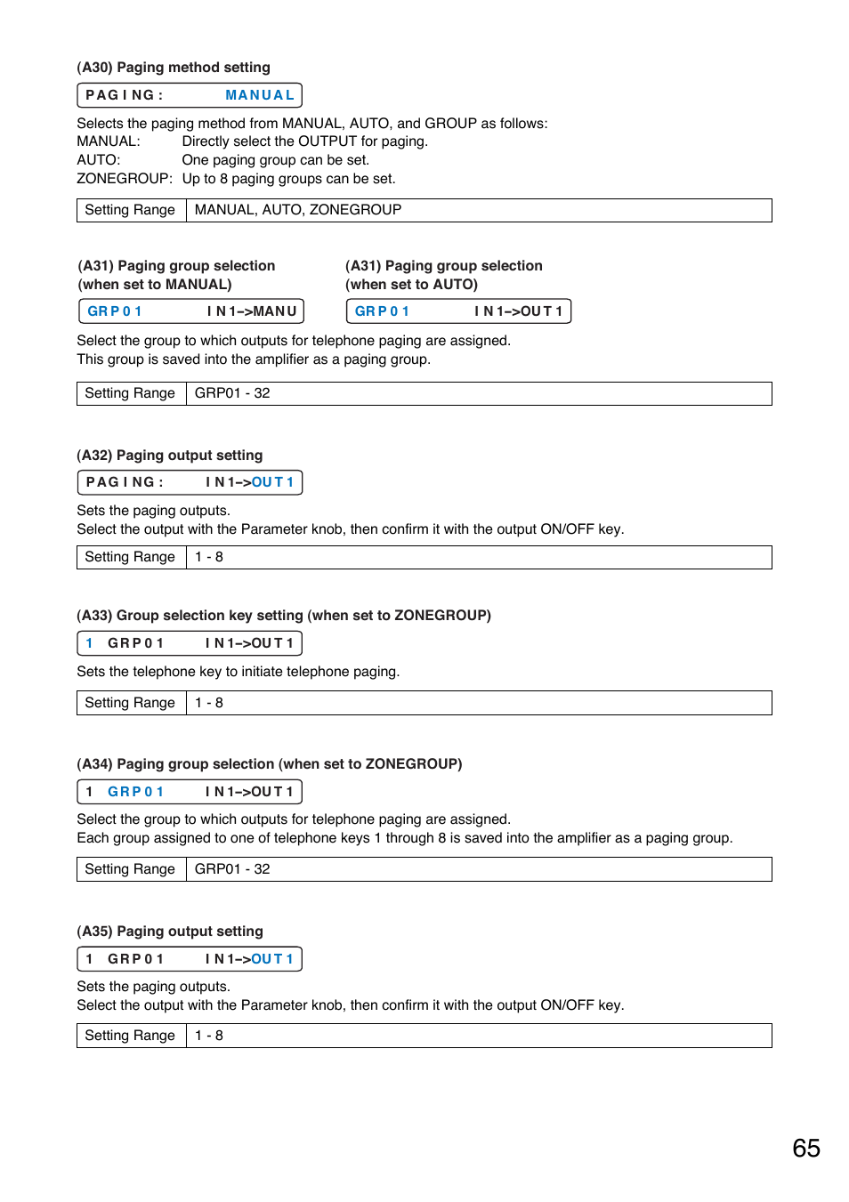 P.65-a30), P.65-a31), P.65-a32) | P.65-a33), P.65-a34), P.65-a35) | Toa A-9240SHM2 User Manual | Page 65 / 163