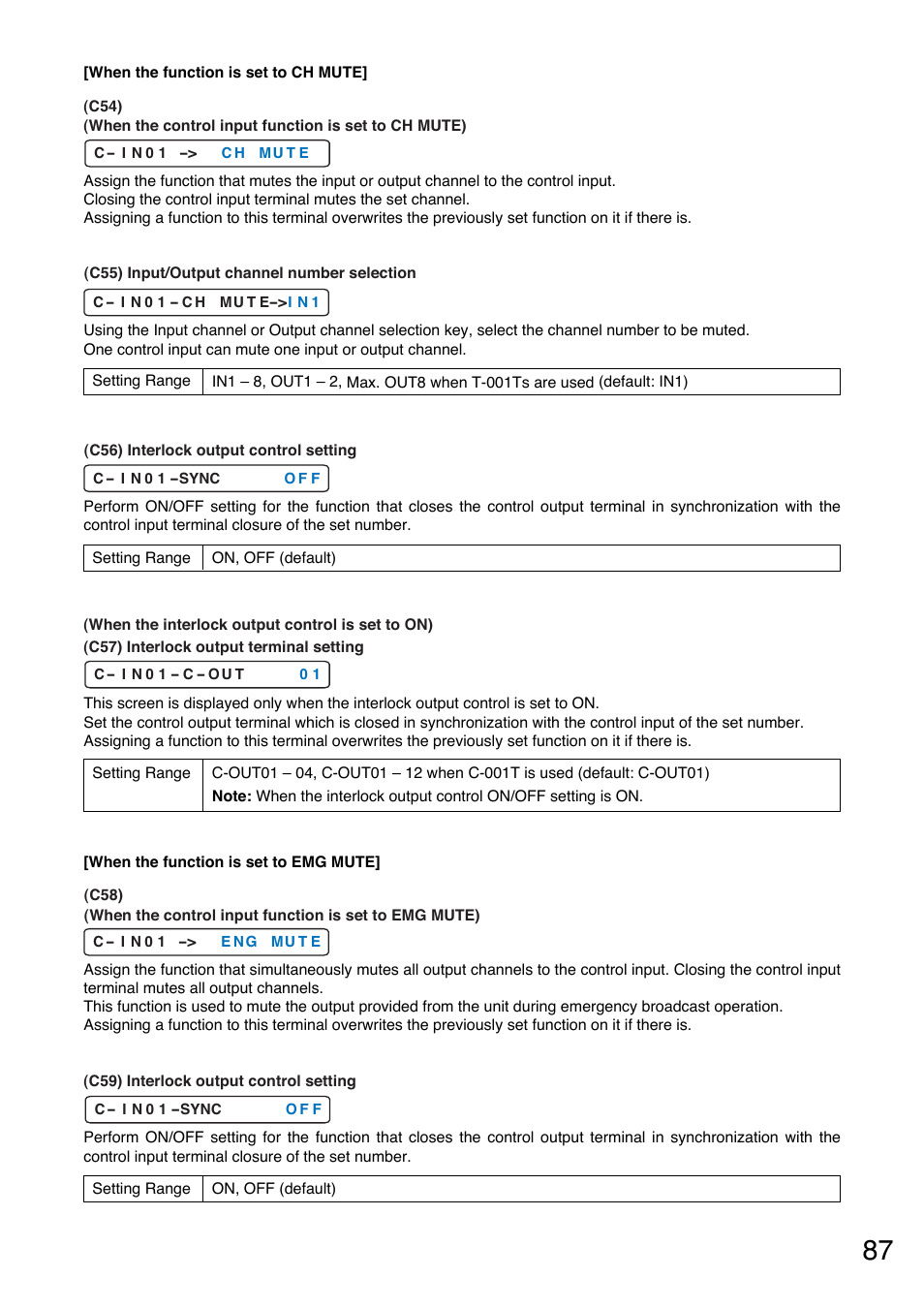 P.87-c54), P.87-c55), P.87-c56) | P.87-c57), P.87-c58), P.87-c59) | Toa A-9240SHM2 User Manual | Page 87 / 163