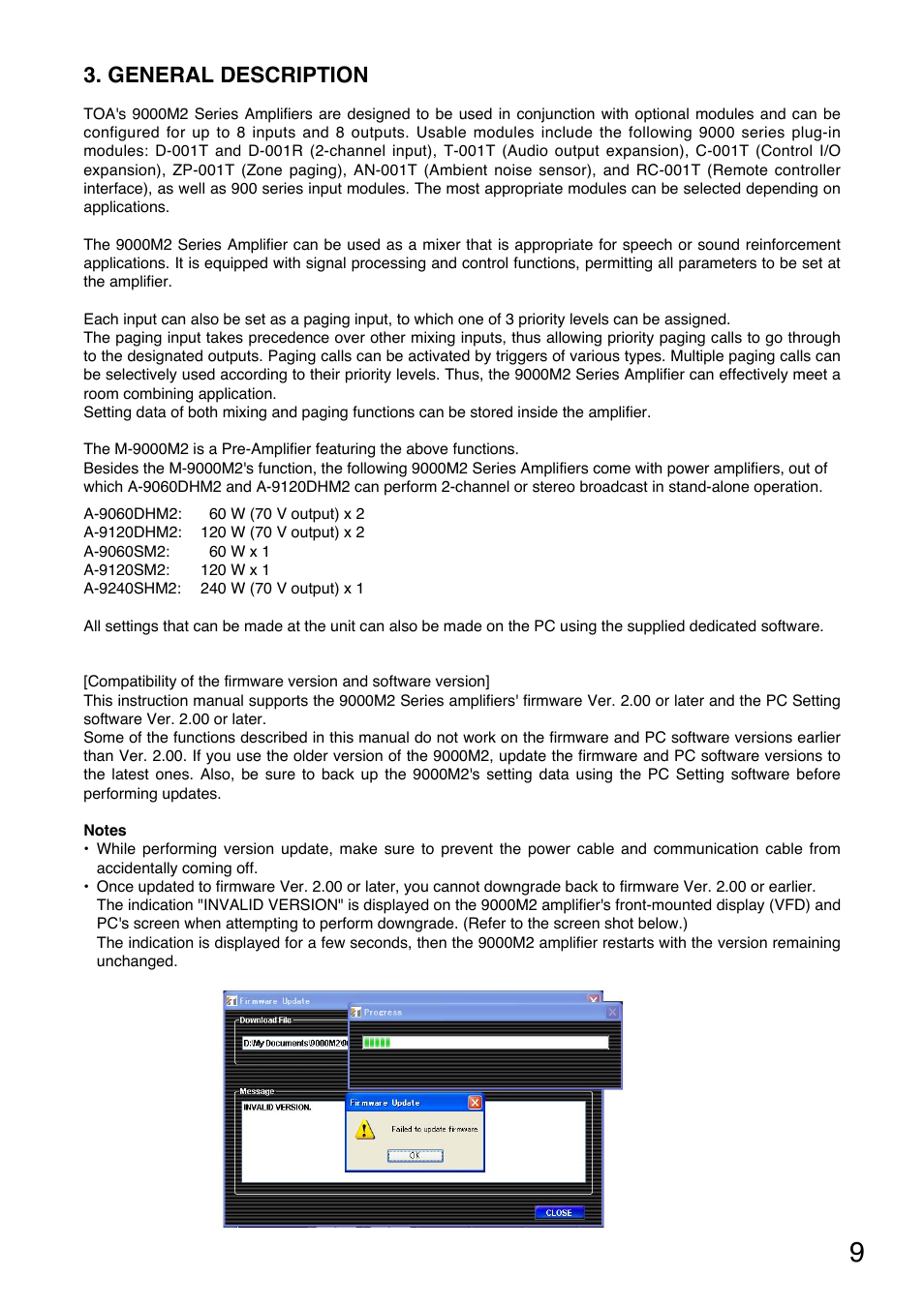 General description | Toa A-9240SHM2 User Manual | Page 9 / 163