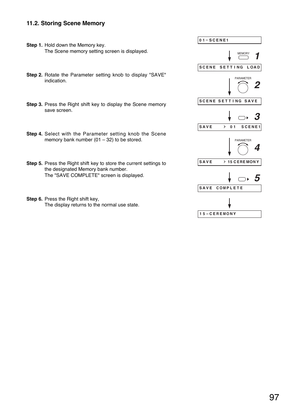 Storing scene memory | Toa A-9240SHM2 User Manual | Page 97 / 163